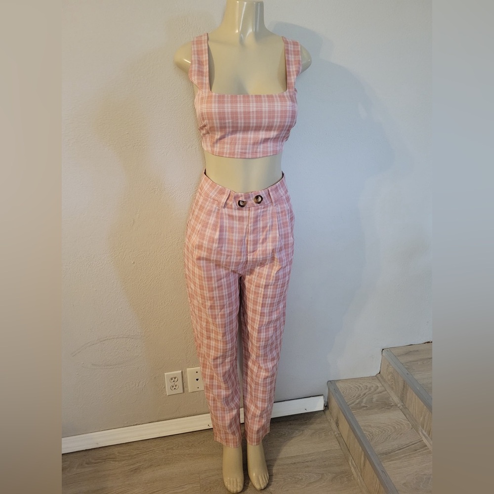 Plaid Pink Women's Jumpsuit